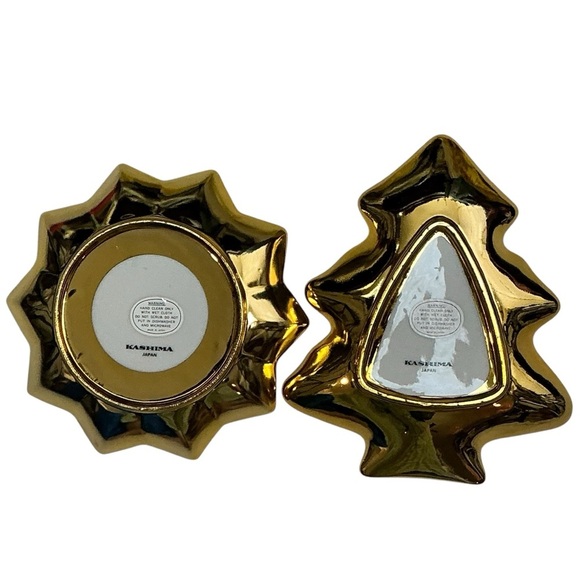 Vintage Kashima of Japan Gold Porcelain Dishes Gold Tree Star Shaped Dishes 2 PC - Picture 10 of 16
